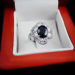 نیم ست یاقوت کبود الماس تراش نقره زنانه طرح راهانا - Image 2