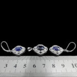 نیم ست یاقوت کبود الماس تراش نقره زنانه طرح راهانا - Image 3