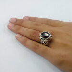 انگشتر گارنت الماس تراش نقره مردانه دست ساز طرح افلاطون - Image 4