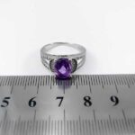 انگشتر آمیتیست الماس تراش نقره زنانه طرح هامانا - Image 2