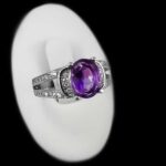 انگشتر آمیتیست الماس تراش نقره زنانه طرح هامانا