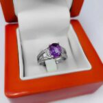 انگشتر آمیتیست الماس تراش نقره زنانه طرح هامانا - Image 3