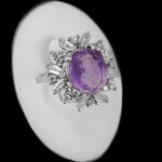 انگشتر آمیتیست الماس تراش نقره زنانه طرح هامان