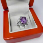 انگشتر آمیتیست الماس تراش نقره زنانه طرح هامان - Image 3