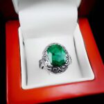 نیم ست زمرد الماس تراش نقره زنانه طرح فاناما - Image 3