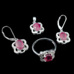 نیم ست یاقوت سرخ الماس تراش نقره زنانه طرح رامک