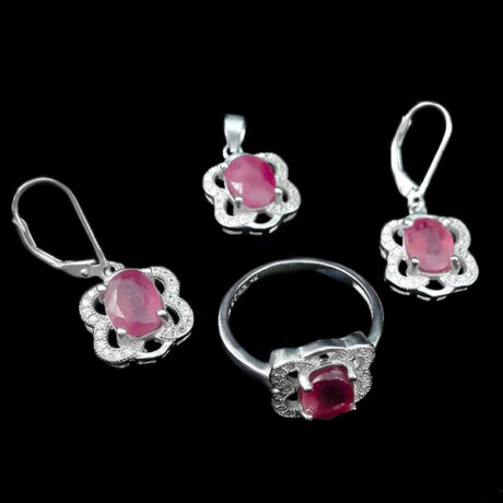 نیم ست یاقوت سرخ الماس تراش نقره زنانه طرح رامک