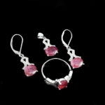 نیم ست یاقوت سرخ نقره زنانه طرح سارم