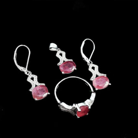 نیم ست یاقوت سرخ نقره زنانه طرح سارم