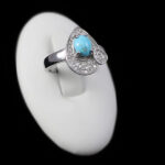 انگشتر فیروزه نیشابوری نقره زنانه طرح اشکام