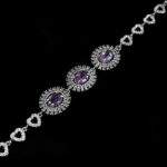 دستبند آمیتیست الماس تراش نقره زنانه طرح آنام