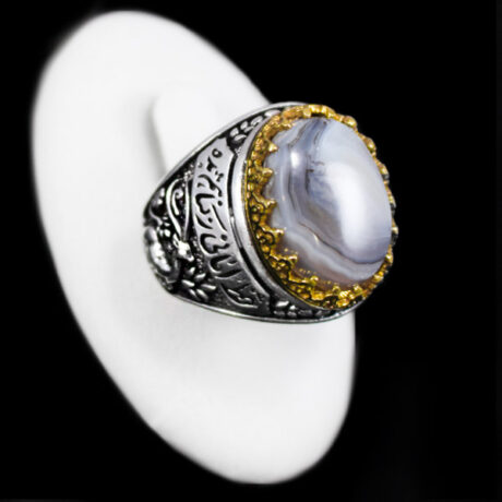 انگشتر عقیق شجر مردانه نقره طرح "آمدم ای شاه"