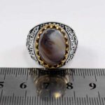 انگشتر عقیق شجر مردانه نقره طرح "آمدم ای شاه" - Image 3