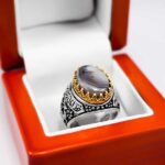 انگشتر عقیق شجر مردانه نقره طرح "آمدم ای شاه" - Image 4