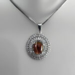 گردنبند عقیق سلیمانی نقره زنانه طرح روسپان - Image 2