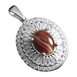 گردنبند عقیق سلیمانی نقره زنانه طرح روسپان