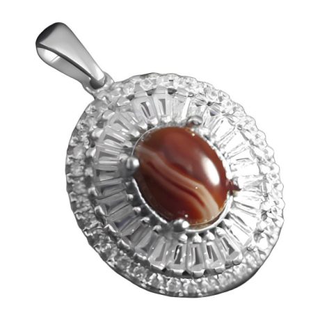 گردنبند عقیق سلیمانی نقره زنانه طرح روسپان