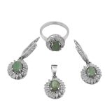 نیم ست زمرد الماس تراش نقره زنانه طرح فردخت