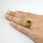 انگشتر الکساندریت الماس تراش نقره مردانه طرح دور طلایی «رقیه خاتون» - Image 5