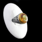 انگشتر الکساندریت الماس تراش نقره مردانه طرح دور طلایی «رقیه خاتون»