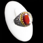 انگشتر گارنت نقره مردانه طرح کیکاووس