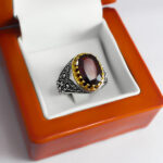 انگشتر گارنت نقره مردانه طرح کیکاووس - Image 2