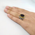 انگشتر گارنت نقره مردانه طرح کاووس - Image 4