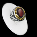 انگشتر گارنت نقره مردانه طرح کاووس