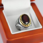 انگشتر گارنت نقره مردانه طرح کاووس - Image 2