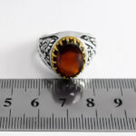 انگشتر گارنت نقره مردانه طرح خارزم - Image 2