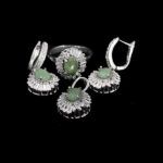 نیم ست زمرد الماس تراش نقره زنانه طرح فردخت - Image 5