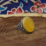 انگشتر شرف الشمس نقره مردانه طرح دورطلایی فاخر یاشار+ حکاکی - Image 2