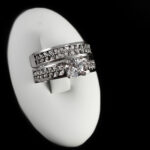 حلقه و پشت حلقه نقره زنانه طرح چند نگین تیهو