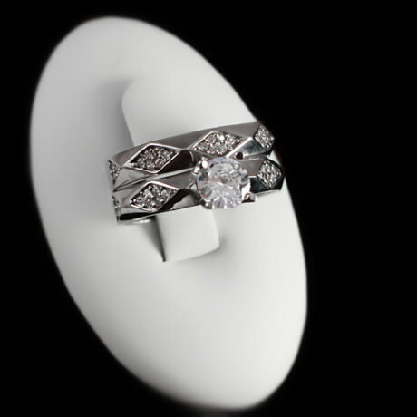 حلقه و پشت حلقه نقره زنانه طرح جانان