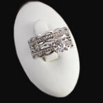 حلقه و پشت حلقه نقره زنانه طرح ژاوا