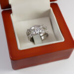 حلقه و پشت حلقه نقره زنانه طرح چند نگین زینت - Image 2