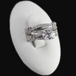 حلقه و پشت حلقه نقره زنانه طرح چند نگین زینت