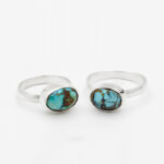 انگشتر فیروزه نیشابوری نقره دست ساز زنانه و مردانه طرح اسفند + حرز امام جواد (ع) - Image 2