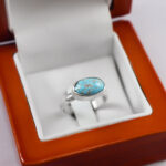 انگشتر فیروزه نیشابوری نقره دست ساز زنانه و مردانه طرح اسفند + حرز امام جواد (ع) - Image 3