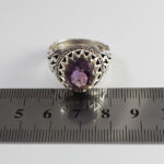 انگشتر آمیتیست الماس تراش نقره مردانه طرح شادمهر - Image 3