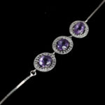 دستبند آمیتیست الماس تراش نقره زنانه طرح نیلا