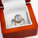 انگشتر عقیق کبود یمنی نقره مردانه طرح بکتاش - Image 3