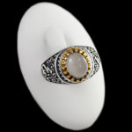 انگشتر نقره عقیق کبود یمنی مردانه طرح یا محمد