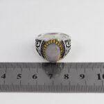 انگشتر عقیق کبود یمنی نقره مردانه طرح دور طلایی ارمیا - Image 2