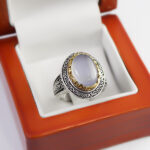 انگشتر عقیق کبود یمنی نقره مردانه طرح اشکان - Image 2