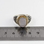 انگشتر عقیق کبود یمنی نقره مردانه طرح دور طلایی زینب کبری - Image 2