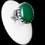 انگشتر عقیق سبز نقره مردانه طرح رامین