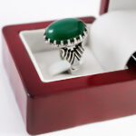 انگشتر عقیق سبز نقره مردانه طرح رامین - Image 2