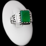 انگشتر عقیق سبز نقره مردانه طرح سعید