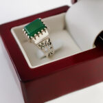 انگشتر عقیق سبز نقره مردانه طرح سعید - Image 2